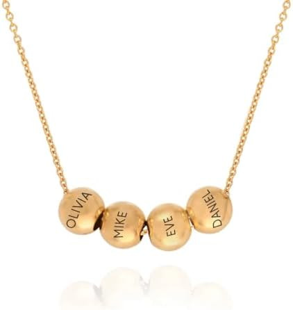 Personalized The Balance Charm Necklace with Custom Engraved Beads - Cable/Link Chain - Dainty Gi... | Amazon (US)