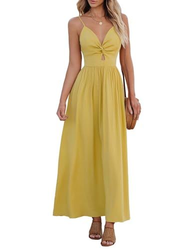 CUPSHE Women's Maxi Dress V Neck Twisted Sleeveless Cutout Self Tie Long Dress Summer Formal Dres... | Amazon (US)