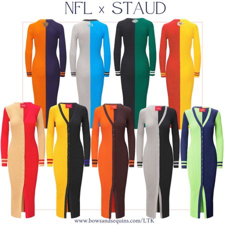 Staud x NFL: Colorblocked Sweater Dresses for your city or favorite team. Sporty and stylish! So cute for football game day 🏈

#LTKSeasonal #LTKstyletip