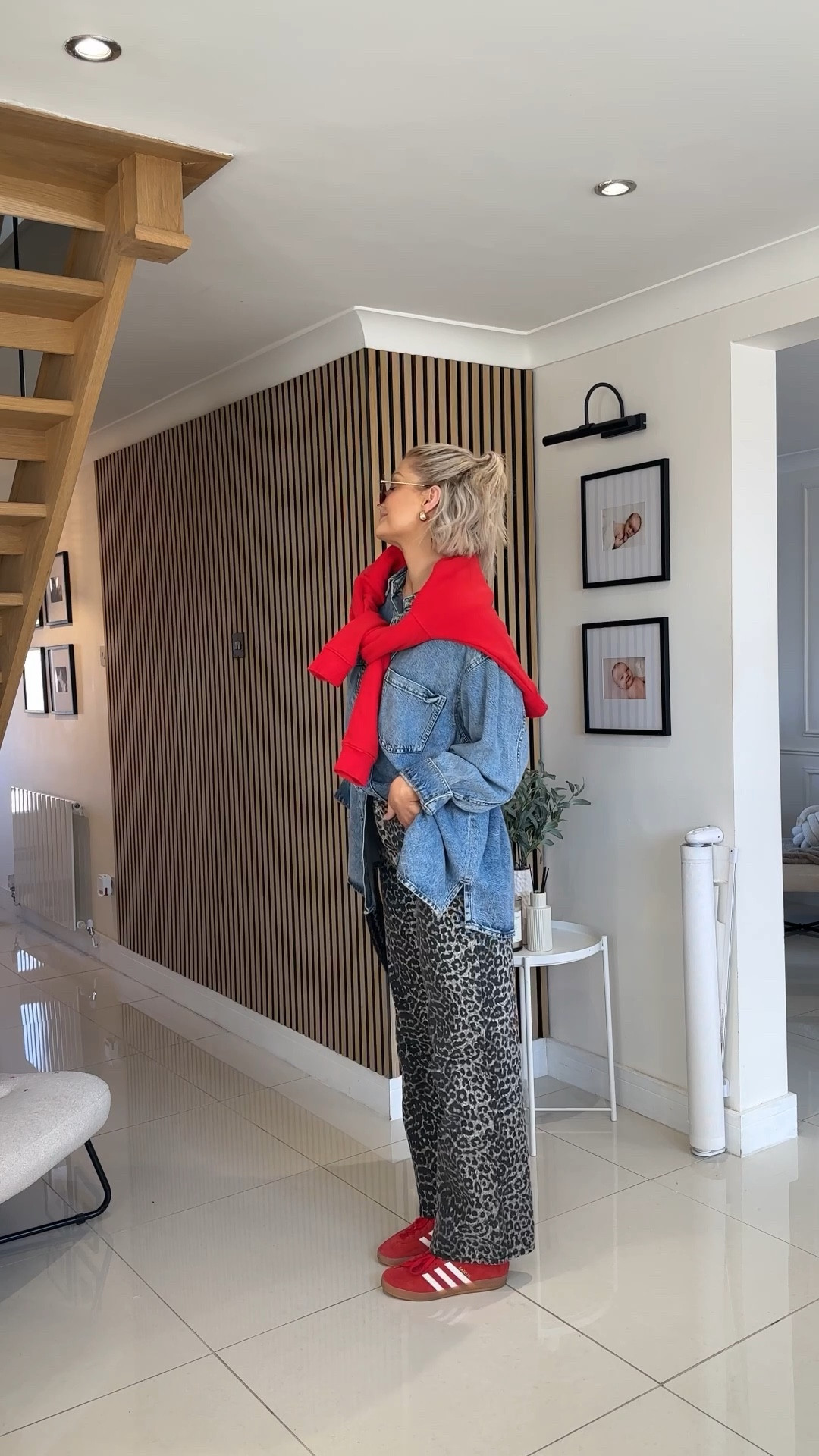 7 days of non ‘mumsy’ denim jeans outfits for spring ✨ 

Day 4: styling my go to leopard print denim jeans, these ones are like a wide leg fit and I’ve gone for a shorter leg length so they’re more ankle grazer fit for spring so they feel less heavy. A simple oversized denim shirt, some red adidas gazelles and my red sweater over the shoulders to tie in the pop of colour and you’ve got a fun, relaxed, cool girl, everyday spring outfit look that’s comfy but never mumsy 💁🏼‍♀️ 

#LTKstyletip #LTKAprilSpotlight #LTKspring
