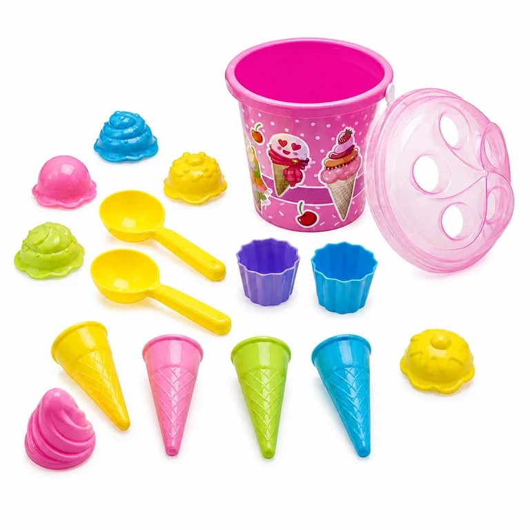 Kids Ice Cream Sand Toys Outdoor, 16-Piece Beach Bucket Ages 3-8  Summer Toy | Walmart (US)