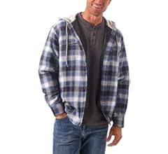 Wrangler Authentics Men's Long Sleeve Quilted Lined Flannel Shirt Jacket with Hood | Amazon (US)