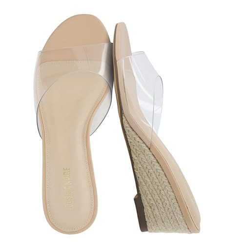 CUSHIONAIRE Brit Dress Wedge Sandals for Women, Clear Slip-On Espadrille Heels with Soft Memory Foam Comfort, Clear 8.5 | Amazon (US)