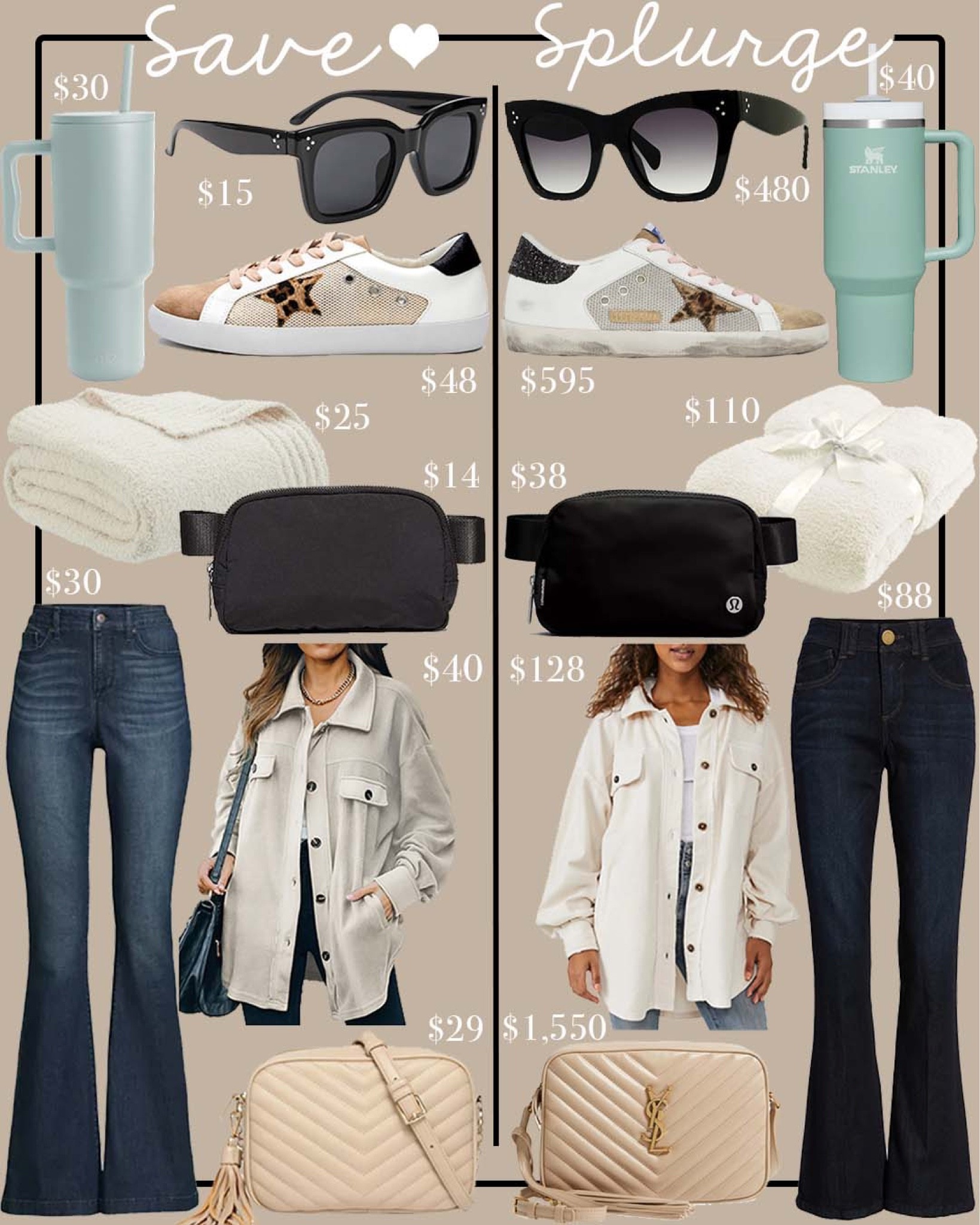 Save vs. Splurge finds! Affordable options, dupe finds, lookalike finds, save version 

#LTKSeasonal #LTKunder50 #LTKHoliday