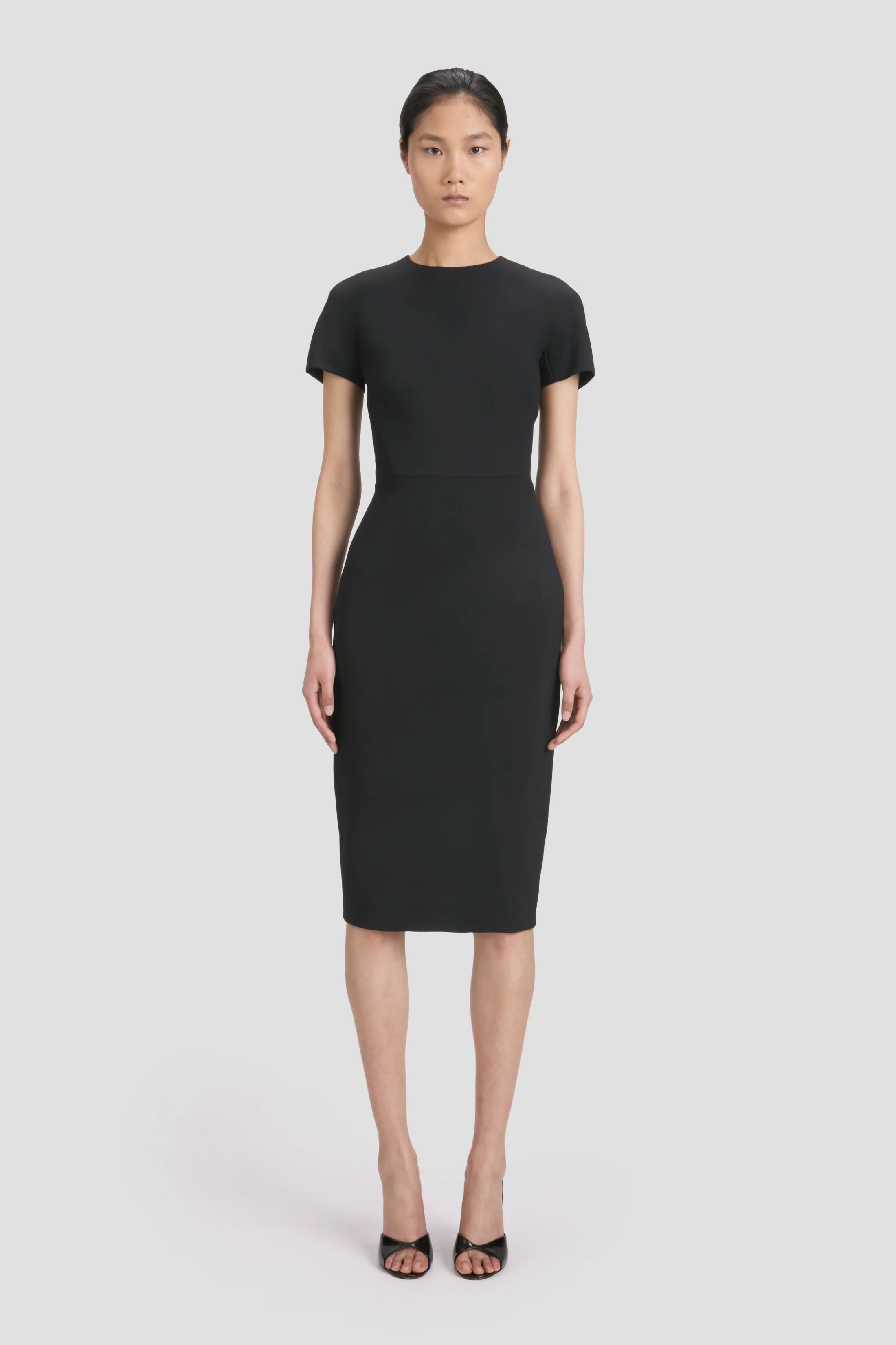 Fitted T-Shirt Dress In Black | Victoria Beckham US
