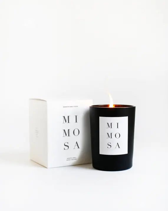 Mimosa Noir Black Matte Luxury Candle - 100% soy with notes of mimosa, lavender, rose, orchid, musk, | Etsy (US)