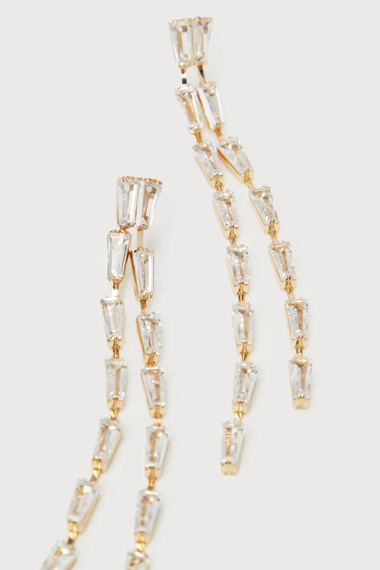 Mesmerizing Vision Gold Rhinestone Drop Earrings | Lulus (US)