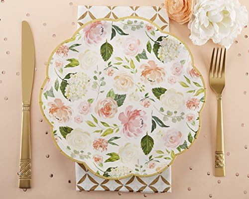 Kate Aspen Floral Paper Plates (Set Of 8), One Size, White/Green/Gold/Pink | Amazon (US)