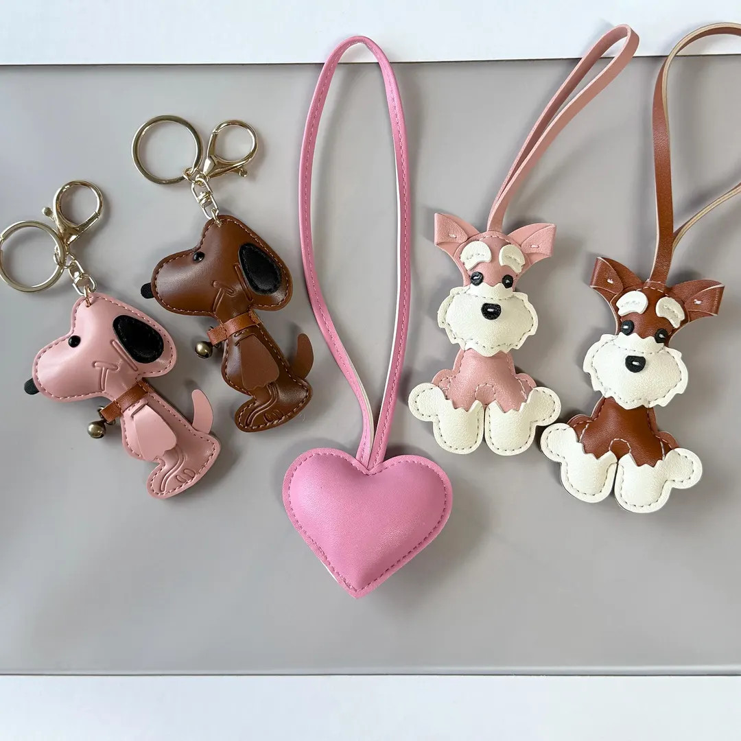 PU Leather Dog & Heart Keychain - Adorable Bag Charm for Purse/keys - Etsy | Etsy (US)