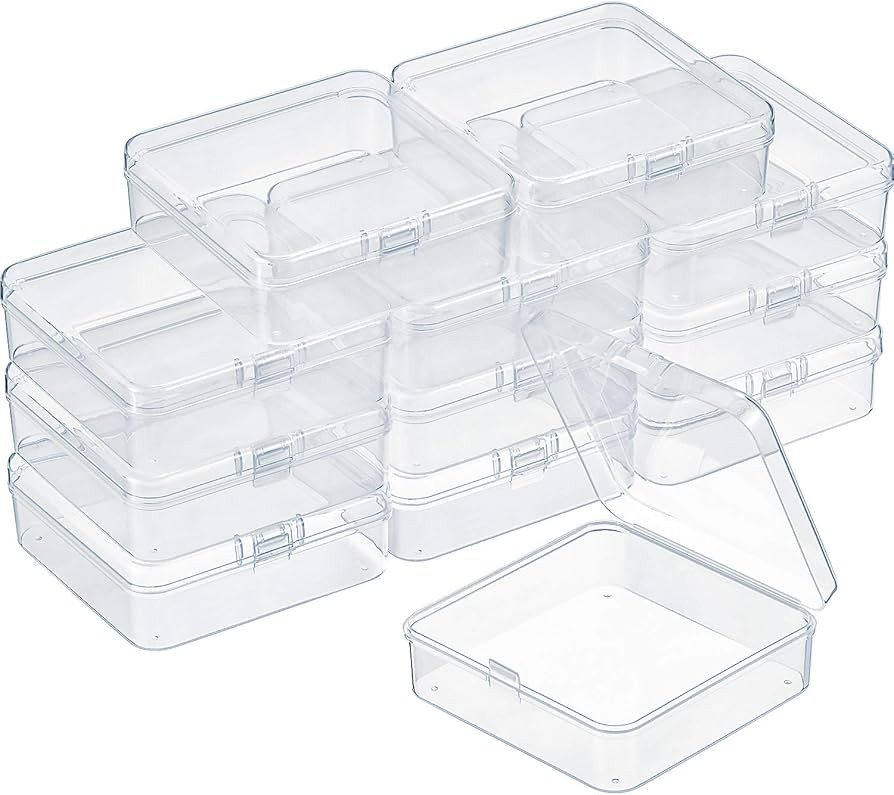 SATINIOR 12 Pack Clear Plastic Beads Storage Containers Box with Hinged Lid for Beads and More (3... | Amazon (US)