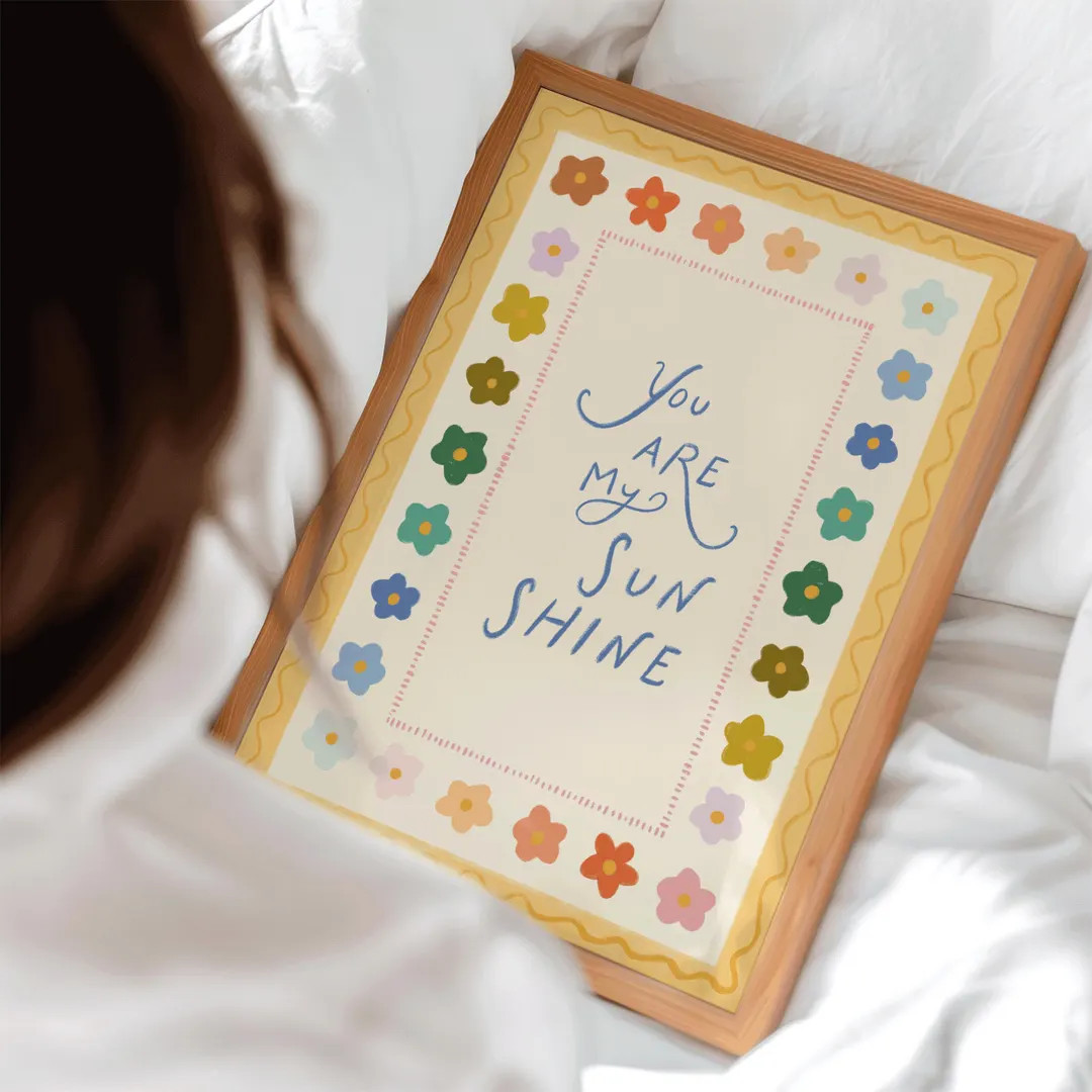 You Are My Sunshine Print | Whimsical Rainbow Floral Nursery Art | Kids Room Decor | Etsy (US)
