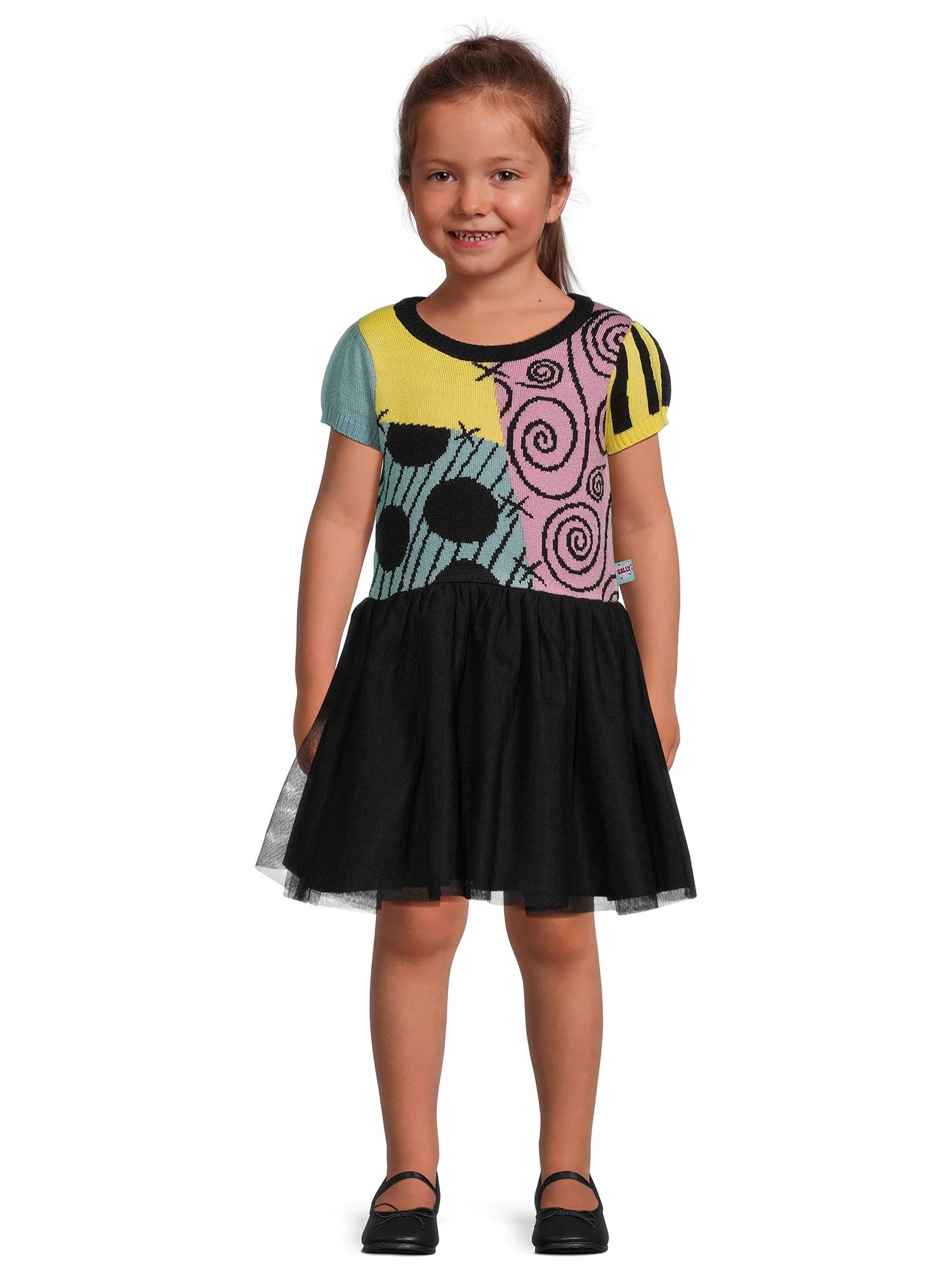 Nightmare Before Christmas Toddler Girl Sweater Top Dress with Mesh Skirt, Sizes, 12M-5T | Walmart (US)