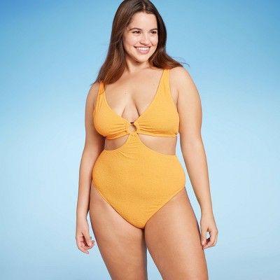 Women's Pucker Textured Ring Detail Monokini One Piece Swimsuit - Shade & Shore™ | Target