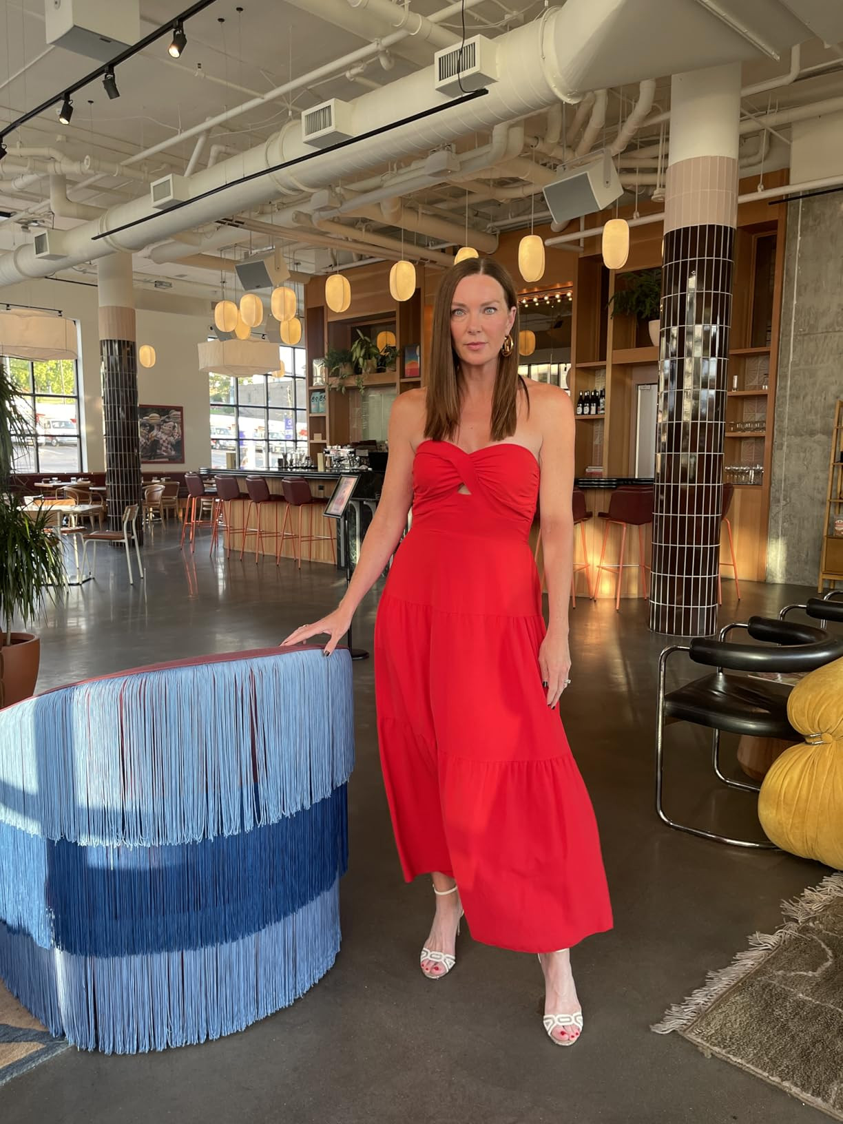 ECOWISH Women's Summer Strapless Maxi Dress 2025 Off Shoulder Hollow Out Smocked A Line Tube Tier... | Amazon (US)