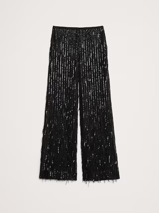 High-Rise Wide-Leg Fringe Sequin Pant | Banana Republic (US)