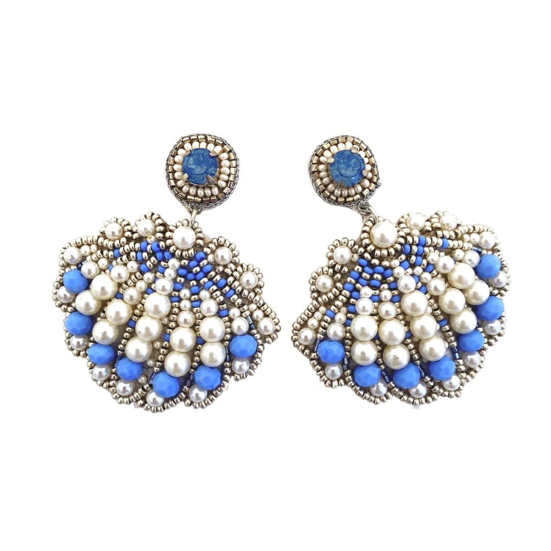 Periwinkle & Pearl Shell Earrings | Beth Ladd Collections