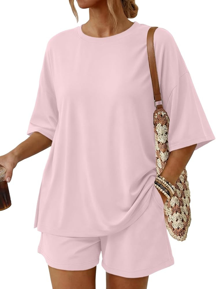 Trendy Queen 2 Piece Summer Set Oversized Top & Loose Fit Shorts with Pockets | Amazon (US)