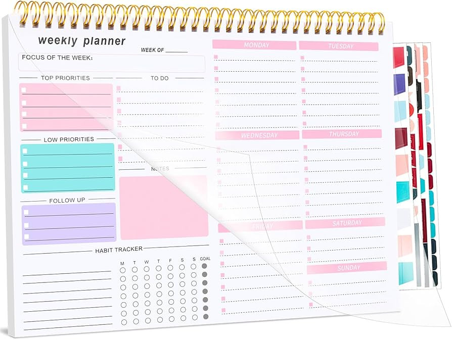 Weekly To Do List Notepad, Weekly Desk Planner with 52 Tear Off Sheets Undated Weekly Planner Hab... | Amazon (US)