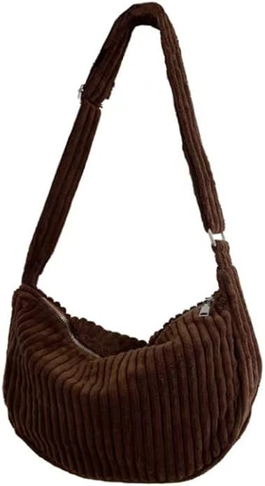 Women Small Corduroy Hobo Bag Wide Strap Crossbody Bag Shoulder Bag Casual Handbag Daily Bag | Amazon (US)