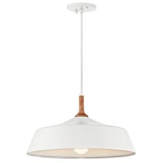 KICHLER Danika 1-Light White Pendant Light with Wood Accents-43683WH - The Home Depot | The Home Depot