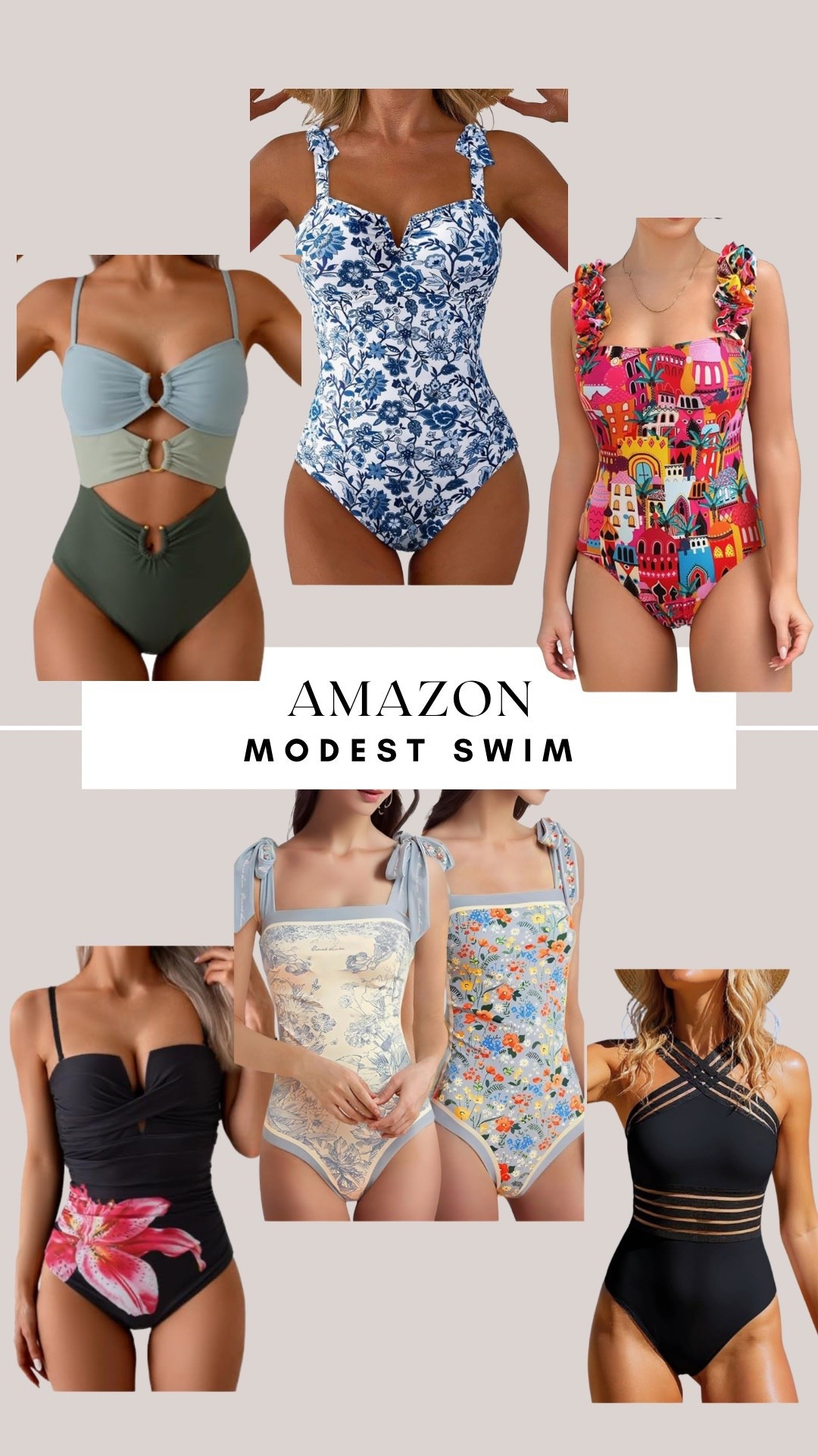 Amazon one piece swimsuits for women. Modest but pretty!

#LTKSwim