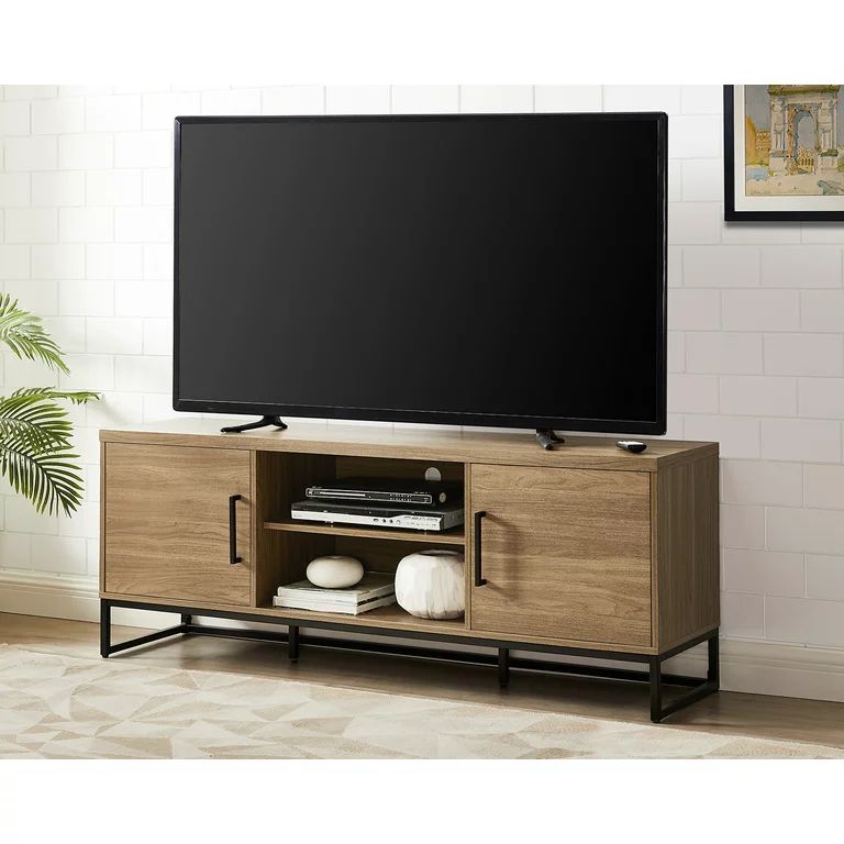 Mainstays Industrial TV Stand for TVs up to 70", Canyon Walnut Finish | Walmart (US)