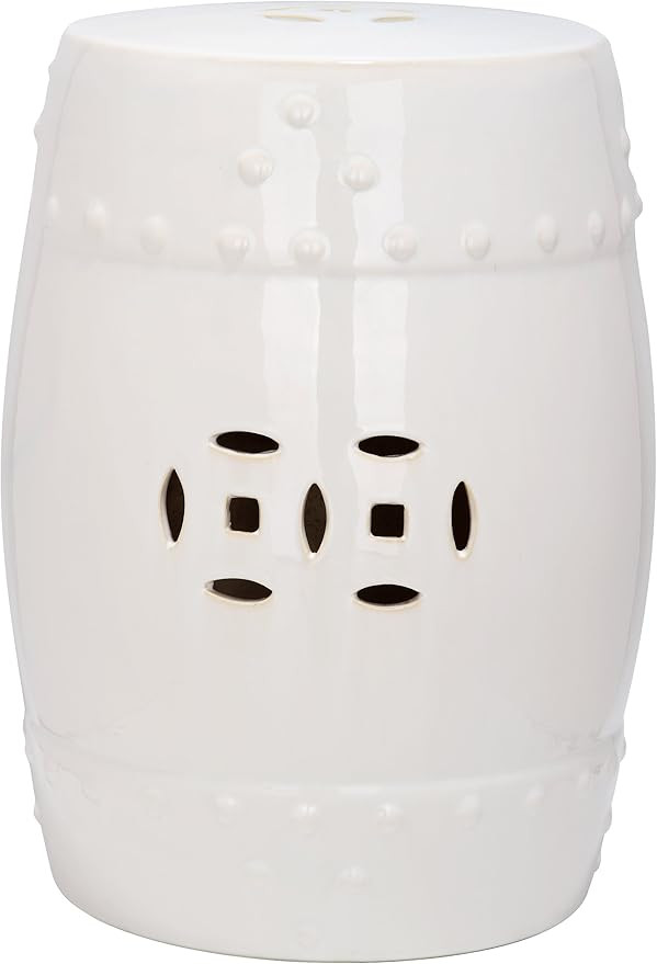 Safavieh Castle Gardens Collection Modern Ming White Ceramic Garden Stool | Amazon (US)