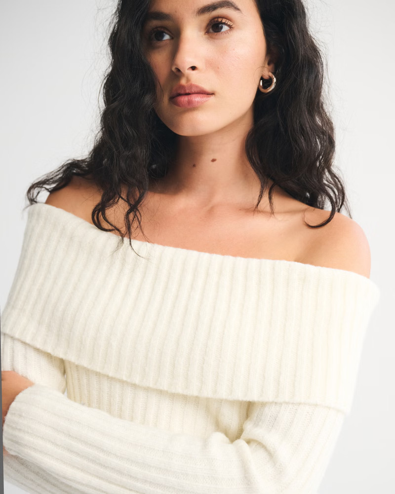 Ribbed Foldover Off-The-Shoulder Sweater | Abercrombie & Fitch (US)