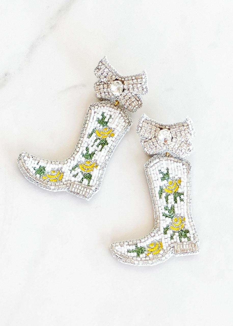Yellow Rose of Texas Boot Earrings | Dos Femmes, LLC