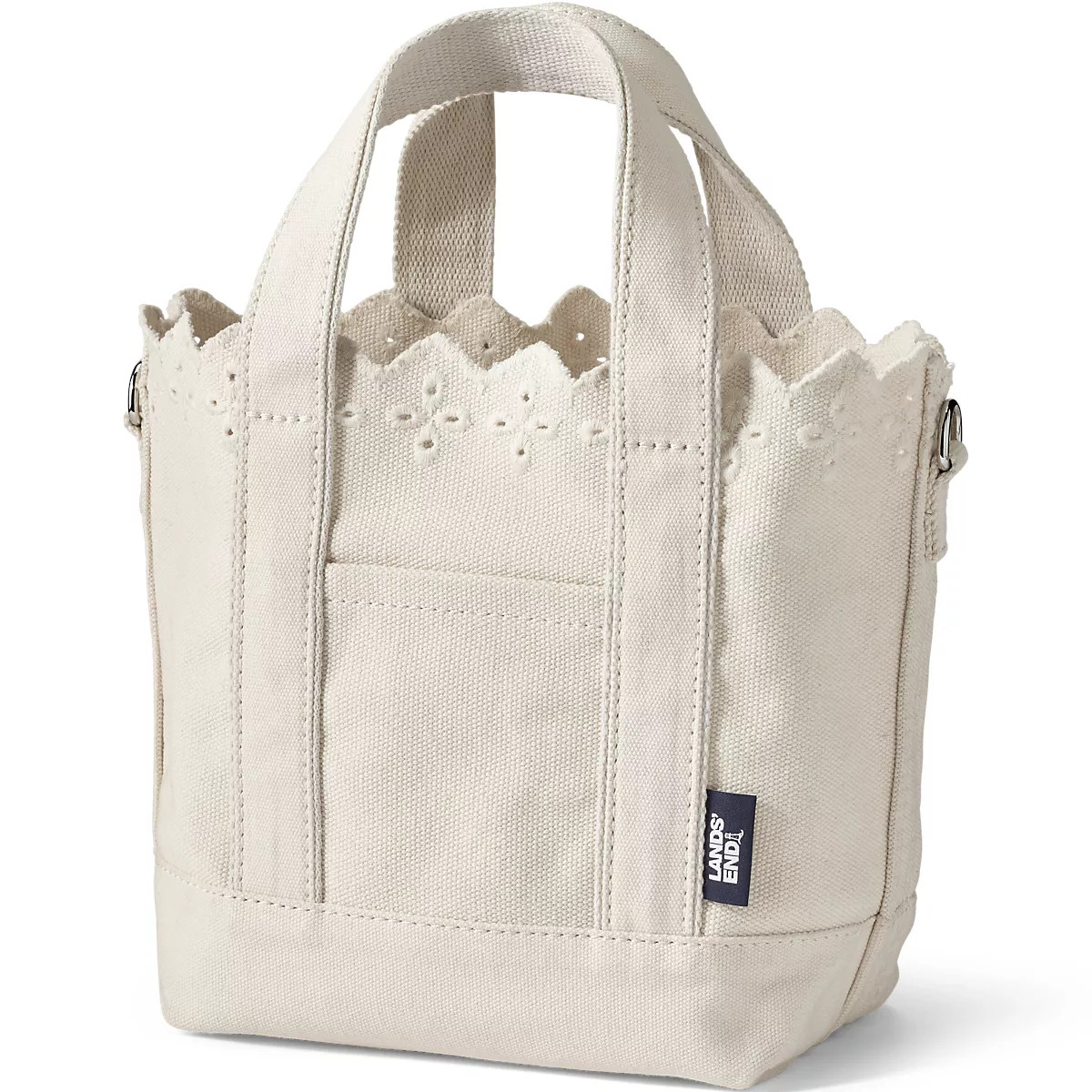 Small Eyelet Canvas Open Top Tote | Lands' End (US)