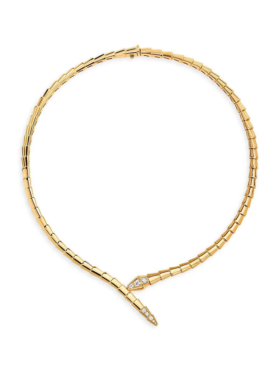Women's Serpenti Viper 18K Yellow Gold & 0.41 TCW Diamond Necklace - Yellow Gold - Size Small | Saks Fifth Avenue