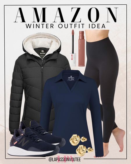 Unleash your active style with Amazon's sporty ensemble: a comfy hooded long sleeve top paired with sleek leggings and performance-ready running shoes. Elevate the look with statement earrings and a touch of bold lipstick. Ready, set, conquer your day in style.

#LTKHoliday #LTKSeasonal #LTKstyletip