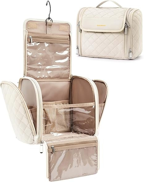 BAGSMART Toiletry Bag Travel Makeup Bag with Hanging Hook, Cosmetic Bag Make Organizer Case, Larg... | Amazon (US)