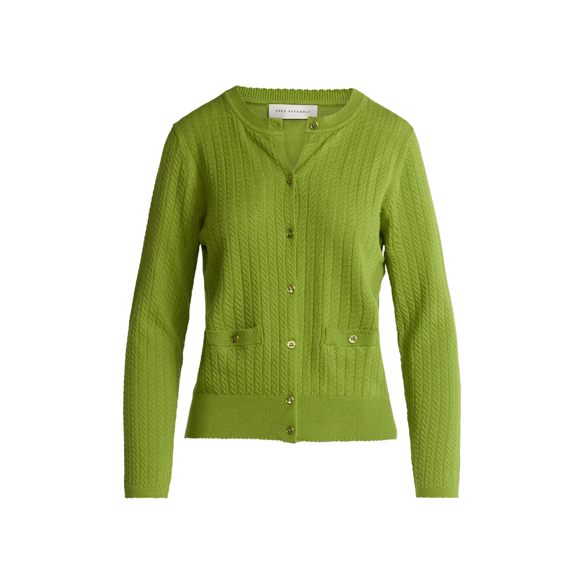 Free Assembly Women's and Women's Plus Cozy Yarn Welt Pocket Cable Cardigan Sweater, Midweight, S... | Walmart (US)