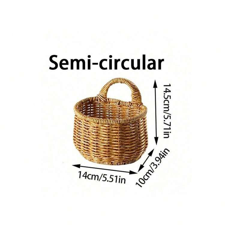 1pc Woven Hanging Storage Basket Small Size Wall-Mounted Onion Ginger Garlic Basket, Wall-Mounted Storage Basket, Floral Decorative Basket, Multi-Functional Storage Basket, Metal Frame Garden Planters, Modern Bohemian Rope Hanging Baskets, Natural Mix Rattan Accents For Coastal Vibes Patio Decor | SHEIN