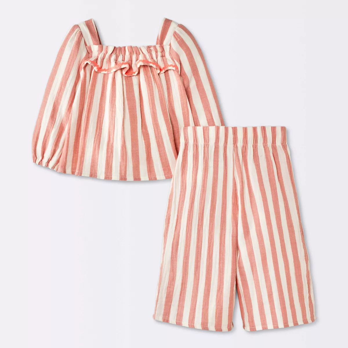Baby Girls' 2pc Striped Gauze Top and Pants Set - Cloud Island™ Pink 12M | Target