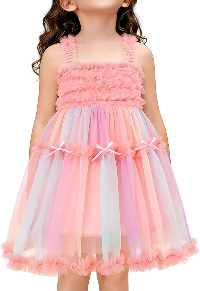 YALLET Girls Dresses Smocked Waist Girl Dress Girls Summer Dress Tutu Tulle Flower Girl Dresses f... | Amazon (US)