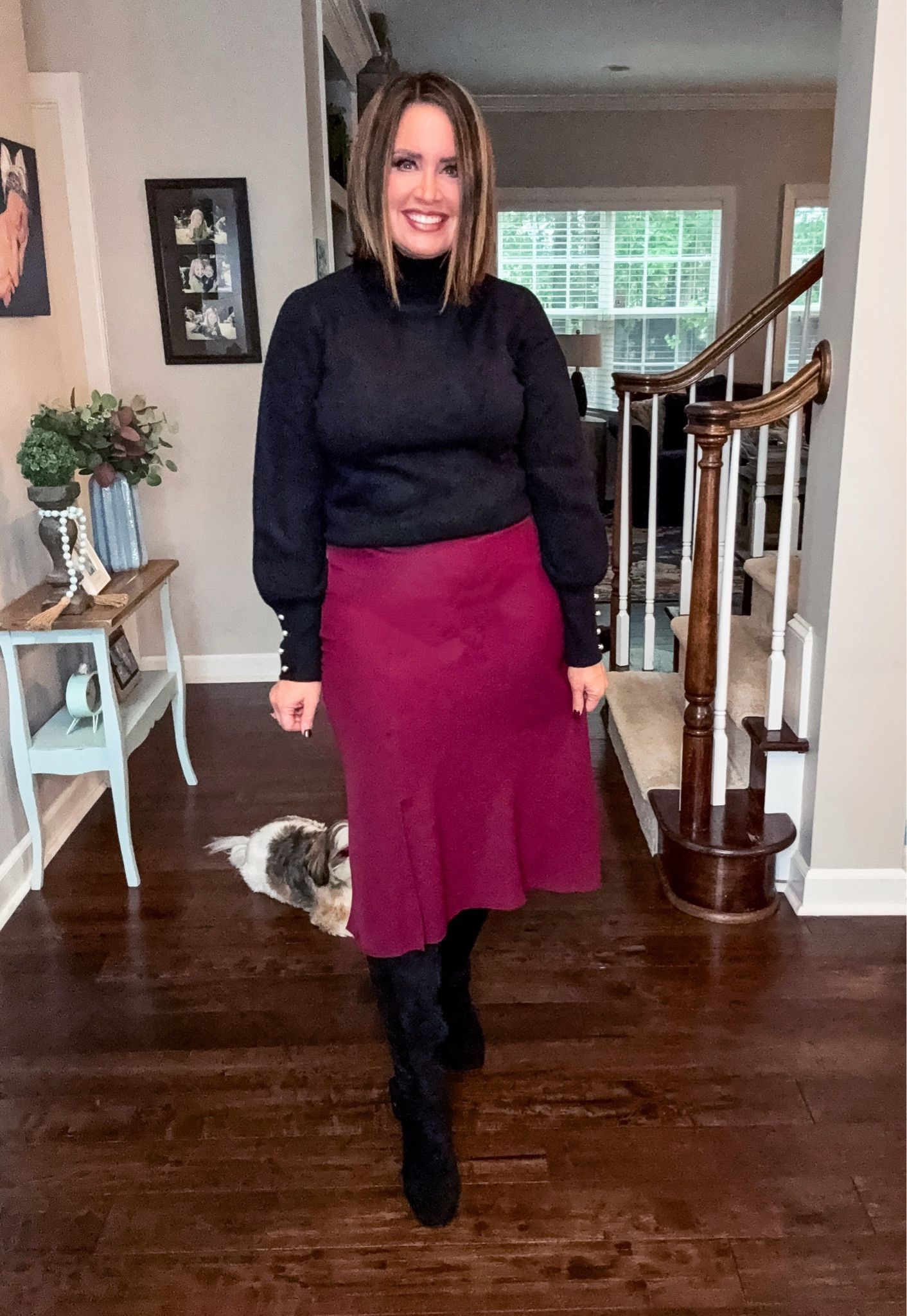 Walmart sweater - true to size but size down if in between (small)
Walmart skirt - true to size (medium)

Black boots from Avara also linked 

#LTKOver40 #LTKStyleTip #LTKFindsUnder50