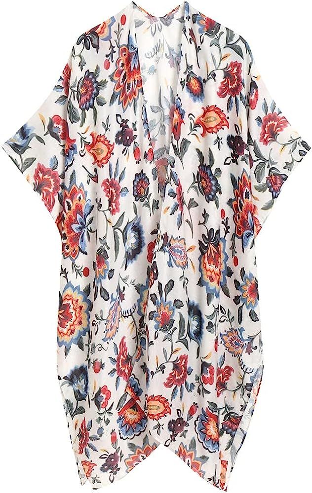 Women's Swimwear Coverups Beach Cover Up Lightweight Cardigan Swimsuit Kimono with Floral Print | Amazon (US)