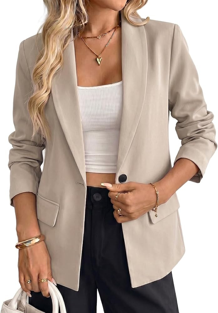 EVALESS Blazers for Women Business Casual Open Front Long Sleeve Work Office Suit Jackets | Amazon (US)