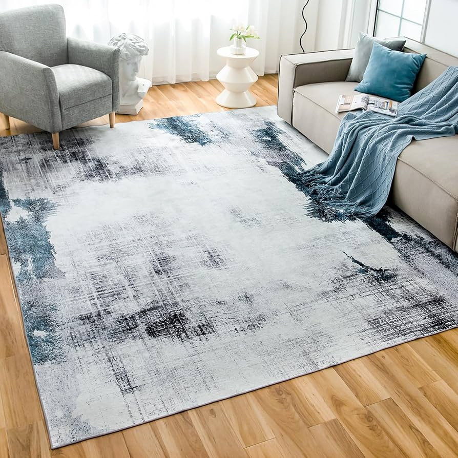 OIGAE Washable Rug 5x7, Abstract Modern Area Rugs with Non-Slip Backing, Non-Shedding Floor Mat T... | Amazon (US)