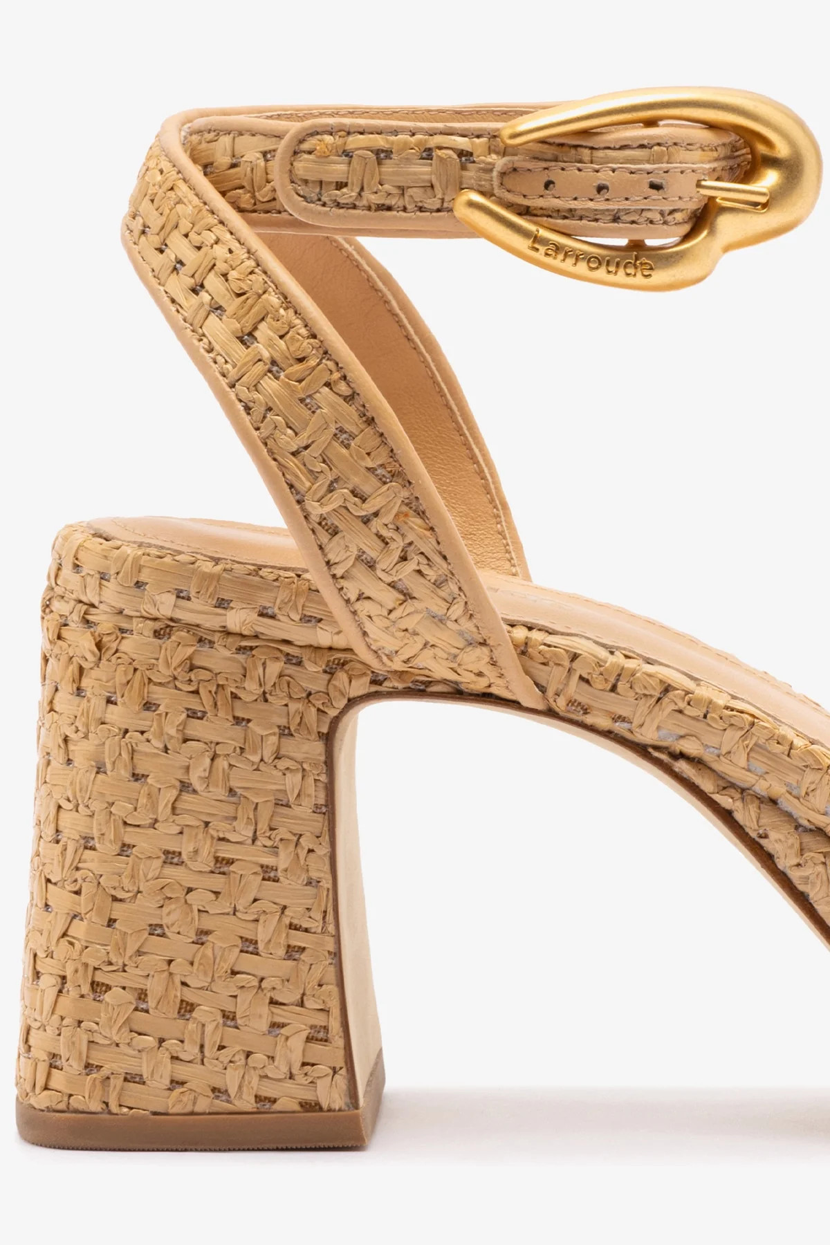 Dolly Verona Low Sandal In Natural Raffia and Beige Leather | Larroude