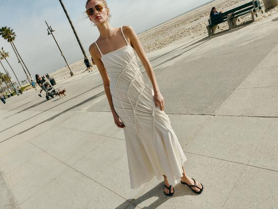 LONG DRAPED DRESS | Zara UK