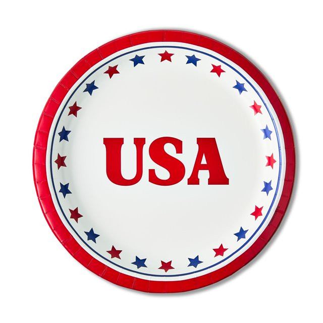 Patriotic Red, White, and Blue USA Banquet Paper Plates, 8 Count, by Way To Celebrate | Walmart (US)