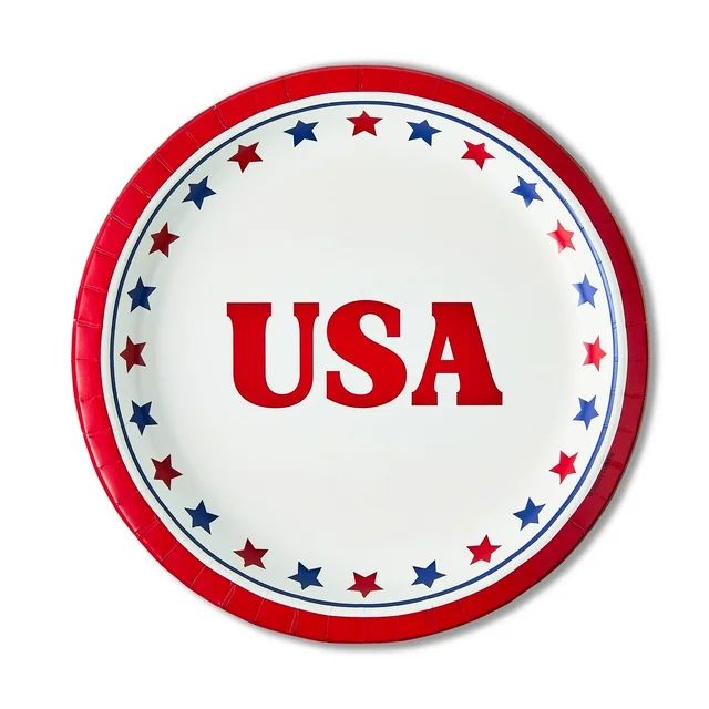 Patriotic Red, White, and Blue USA Banquet Paper Plates, 8 Count, by Way To Celebrate | Walmart (US)