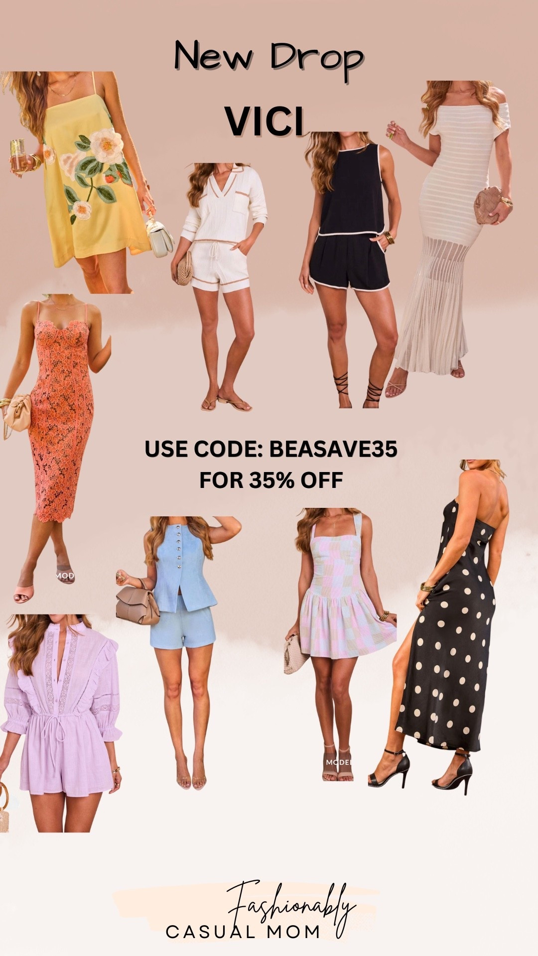 Spring to summer new drop
Vici
Use code: BEASAVE35 For 35% off sitewide
Dresses
2 piece sets
Romper
Nude heels


#LTKootd #LTKgrwm #LTKSeasonal