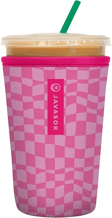 Sok It Java Sok Iced Coffee & Cold Soda Insulated Neoprene Cup Sleeve (Pink Grand Prix, Medium: 22-28oz) | Amazon (US)