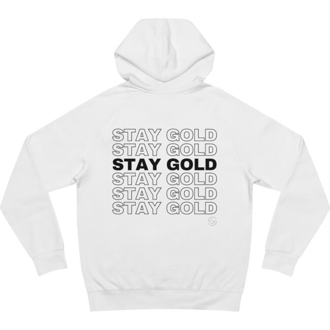 Adult Unisex Stay Gold X Champion Graphic Hoodie, White | Maisonette