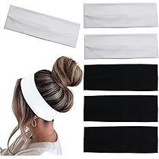 6 Pcs Black White Headbands for Women Hair Cotton Headband Non-slip Stretchy Elastic Head Wrap Ho... | Amazon (US)