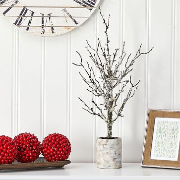 Faux Potted Flocked Twig Tree w/ Planter | West Elm (US)